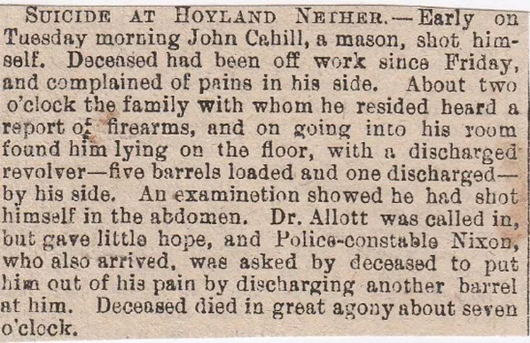Hoyland Nether, suicide