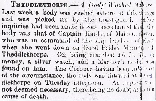 Theddlethorpe, body washed ashore