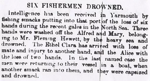 Yarmouth, fishermen, drowned