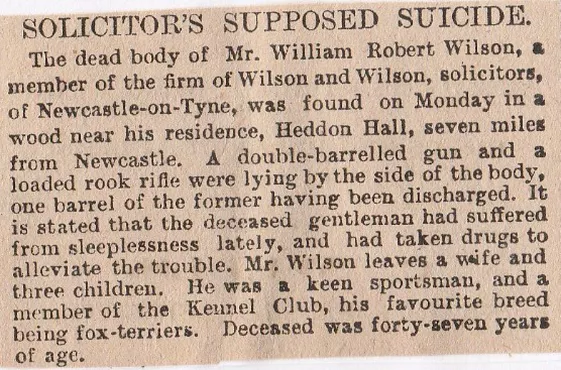 Heddon Hall, suicide