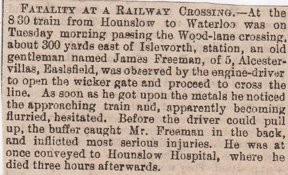 Isleworth, railway, death