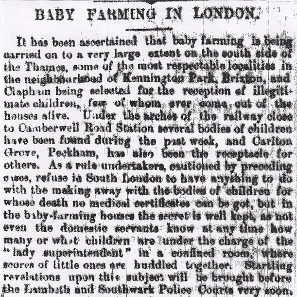 Baby Farming, London, Kennington,