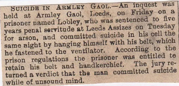 Armley Gaol, suicide
