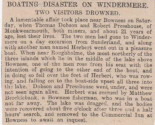 Windermere, boating disaster, two drowned