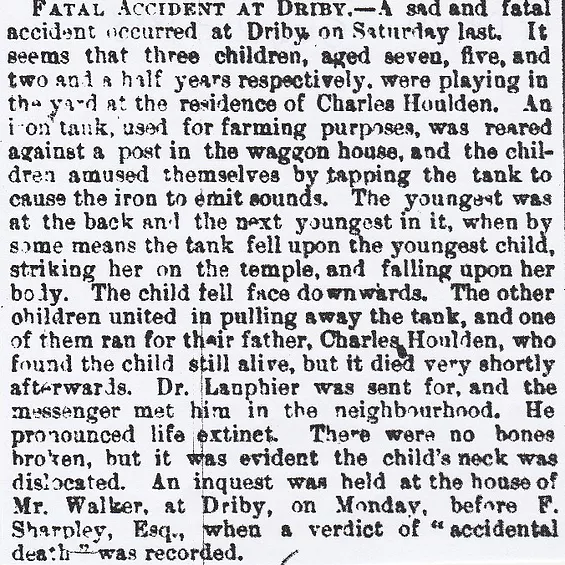 Driby, fatal accident