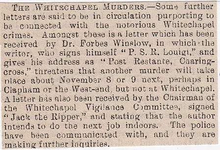 Whitechapel murders, Jack the Ripper, 