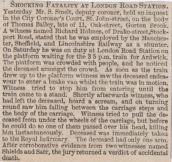 London Road Station, Manchester, fatality