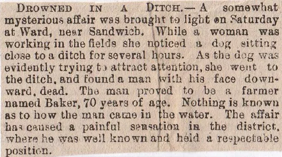 Sandwich, drowned in ditch