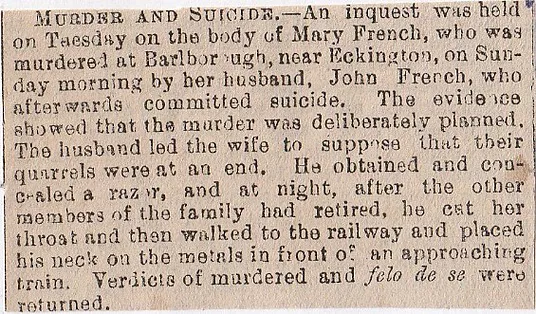 Eckington, murder/suicide