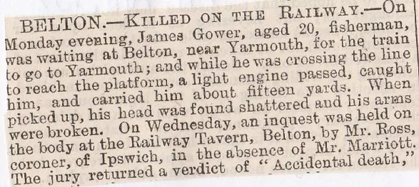 Belton, railway. killed