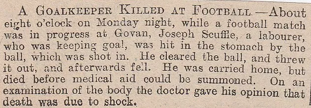Goalkeeper killed, Govan