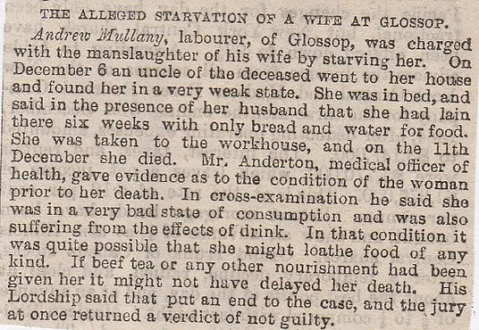 Glossop, wife starvation