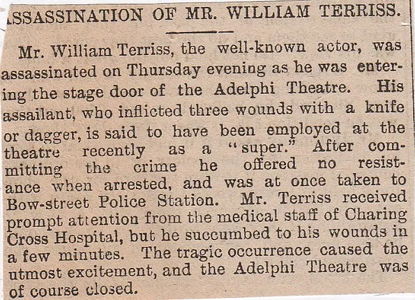 Adelphi Theater, murder, William Terriss,