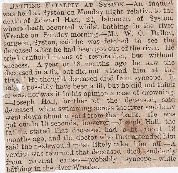 Syston, bathing fatality