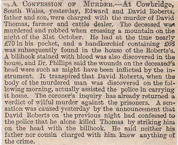 Cowbridge, murder confession,