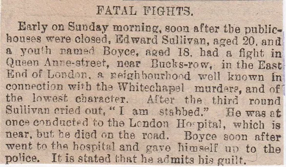 Whitechapel, fatal fights,