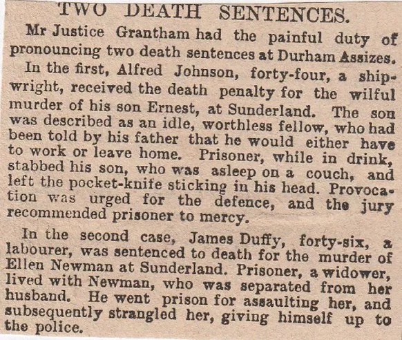 Sunderland, death sentences,
