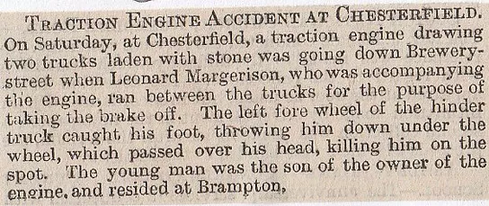 Traction engine death, Chesterfield