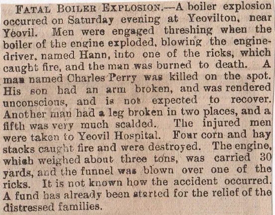 Yeovilton, boiler explosion, fatal