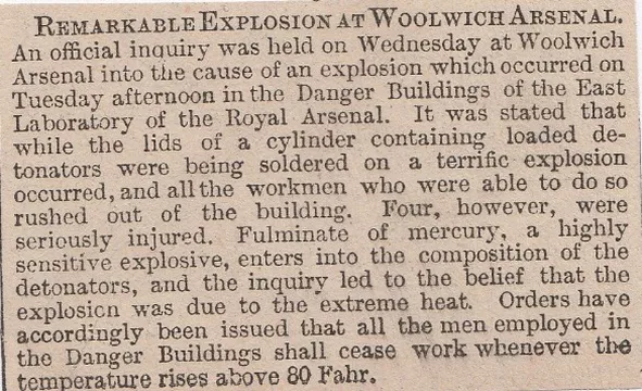 Woolwich Arsenal, explosion