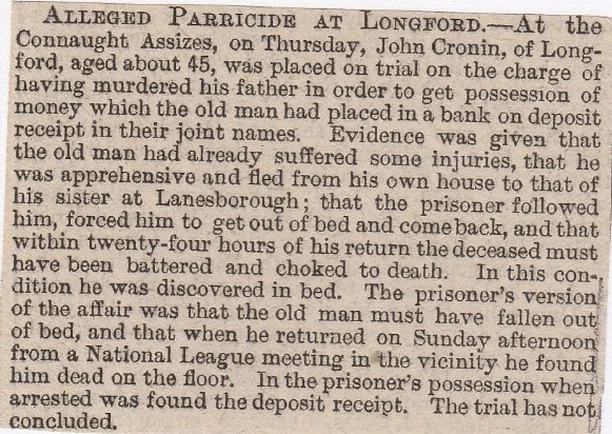 Longford, parricide, murder