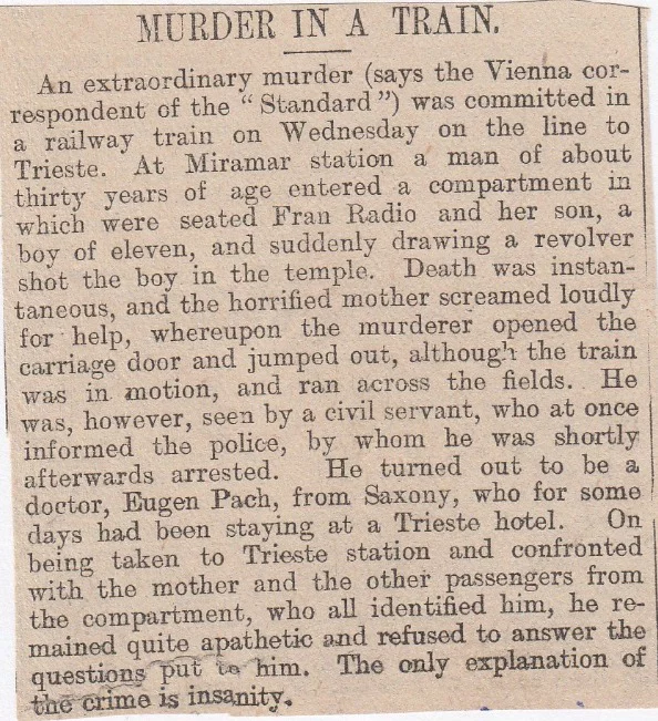 Murder on a train, Italy