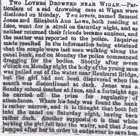 Wigan, two lovers drowned
