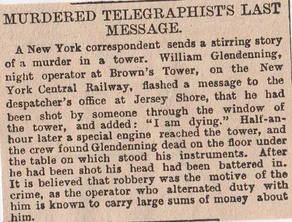 Telegraphist last message, murdered New York 