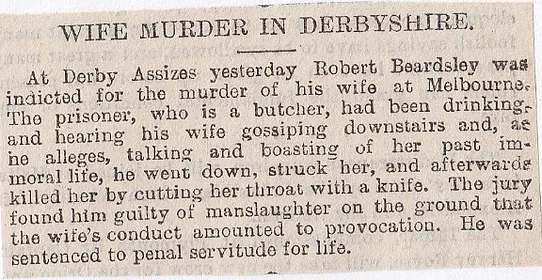 Melbourne, wife murder, Derbyshire