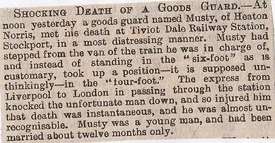 Tiviot Dale, railway death