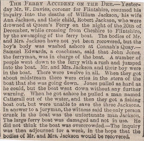 Ferry accident, River Dee,