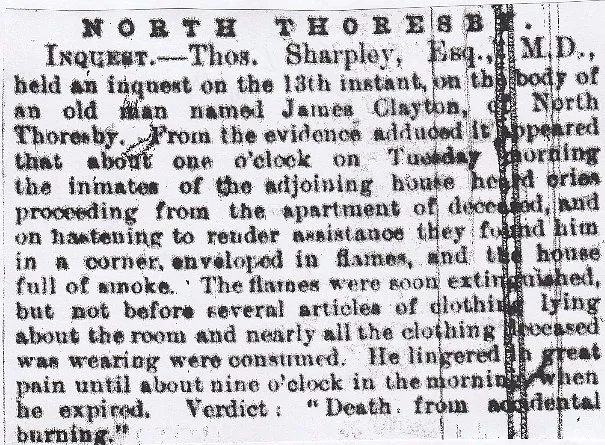 North Thoresby, burned to death