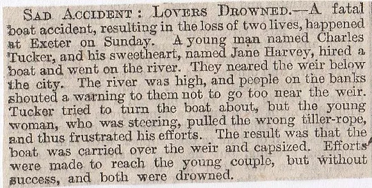 Exeter, lovers drowned
