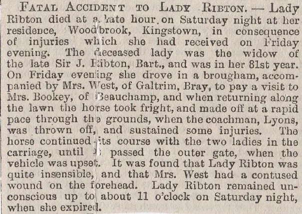 Lady Ribton, fatal accident