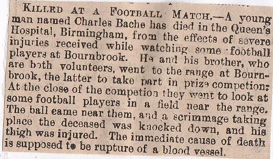 Bournbrook, killed at footbal match