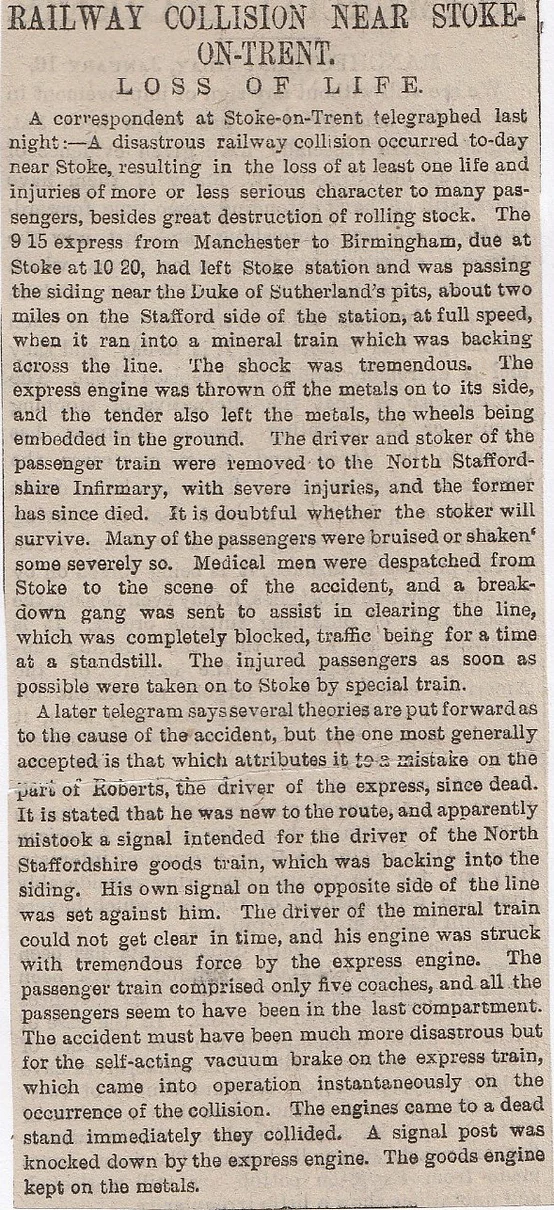 Stoke-on-Trent, railway accident