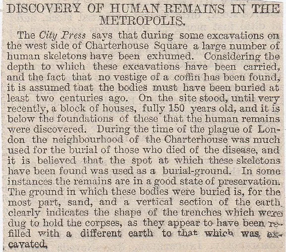 Charterhouse Square, human remains,