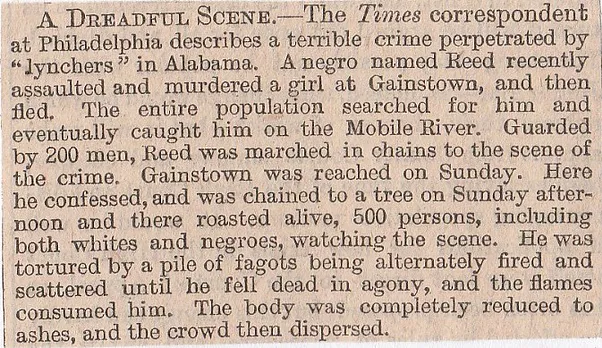 Gainestown Alabama, lynching