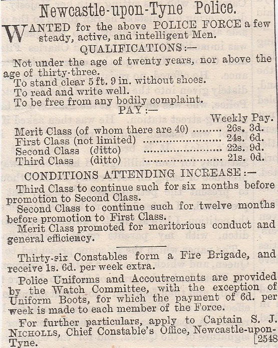 Newcastle Police, advert, Victorian era