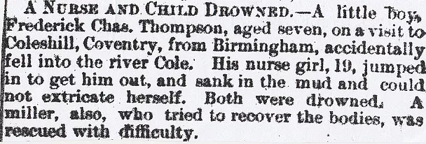 drowning, Coleshill