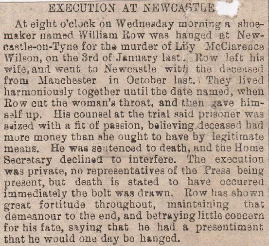 Execution, Newcastle, murderer