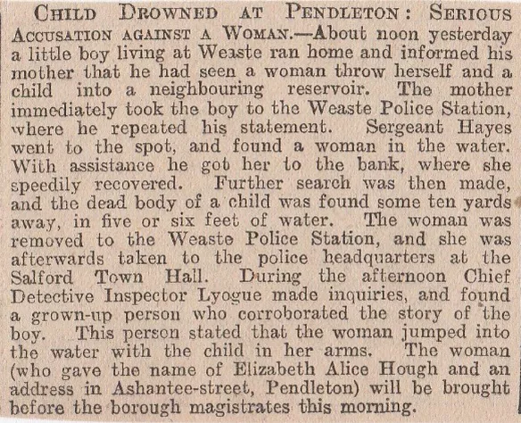Child drowned, Pendleton, murder