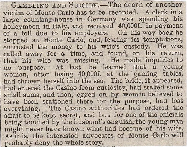 Monte Carlo, gambling, suicides, 