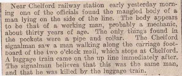 Chelford, railway. suicide