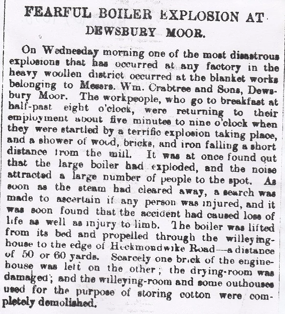 Dewsbury Moor, boiler Explosion,